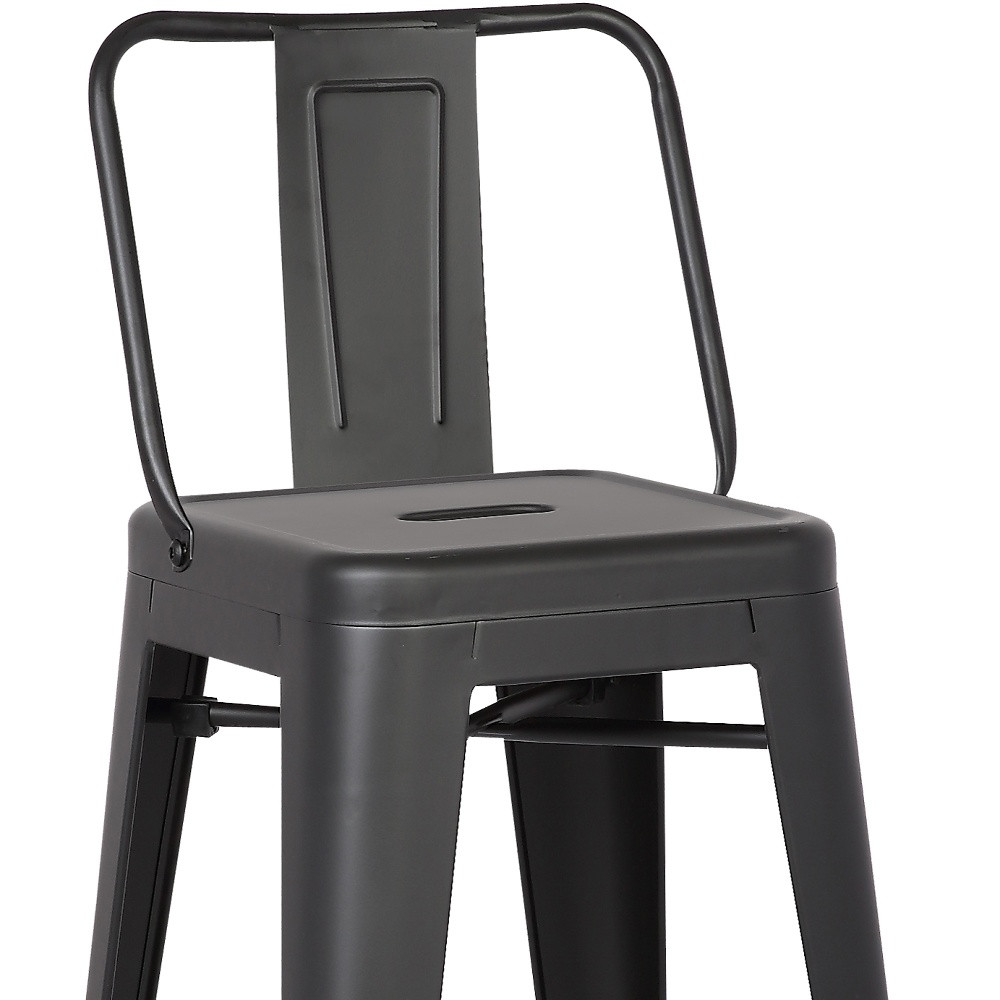 Set of Two 30 " Black Iron Low Back Bar Height Bar Chairs - Image 7