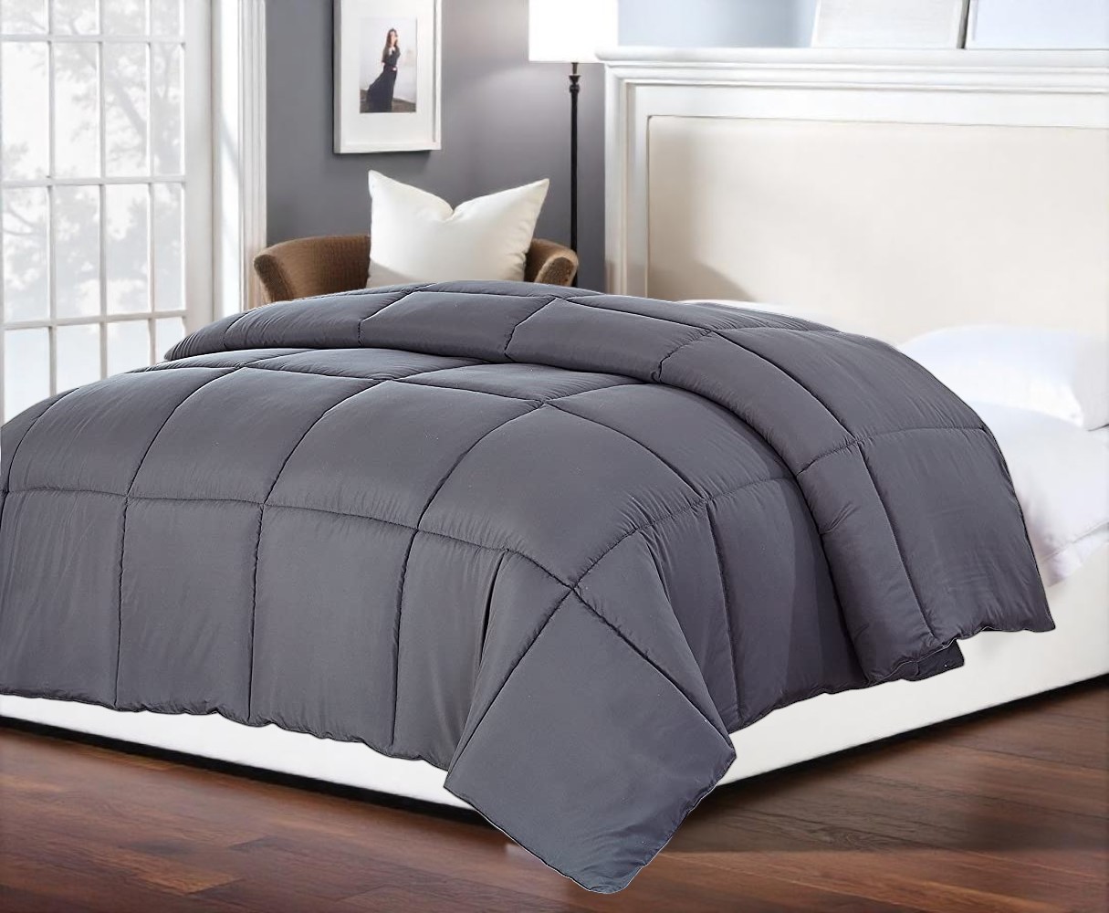 Dark Gray Queen Polyester Thread Count Down Alternative Comforter