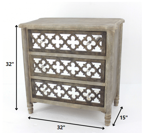 15" Brown Standard Accent Cabinet With Three Drawers - Image 6