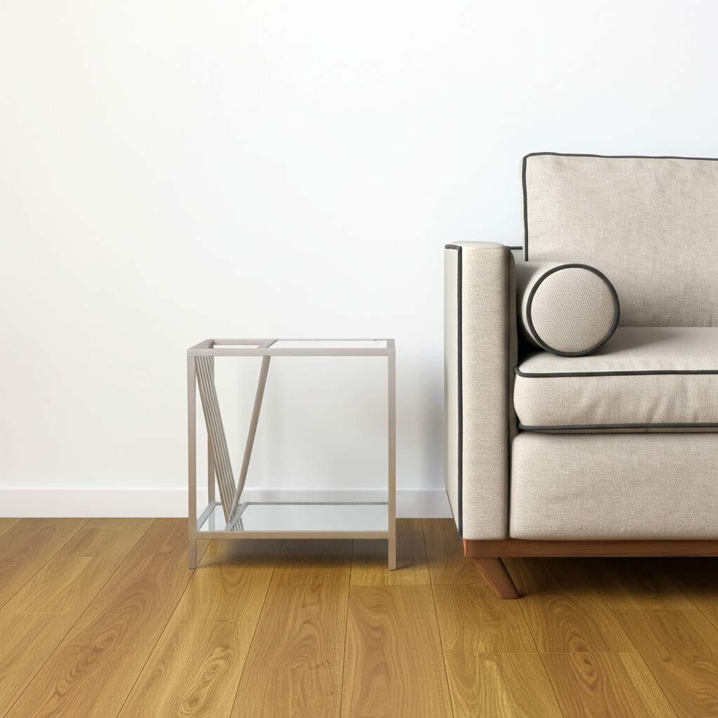 24" Silver Mirrored Glass And Iron End Table With Shelf - Image 4