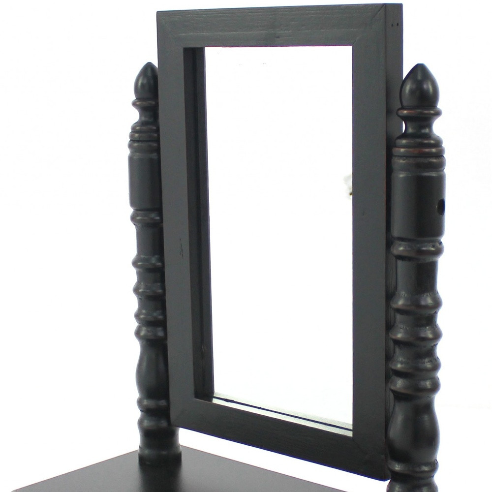 20" Black Wood Framed Freestanding Makeup Shaving Tabletop Mirror - Image 4
