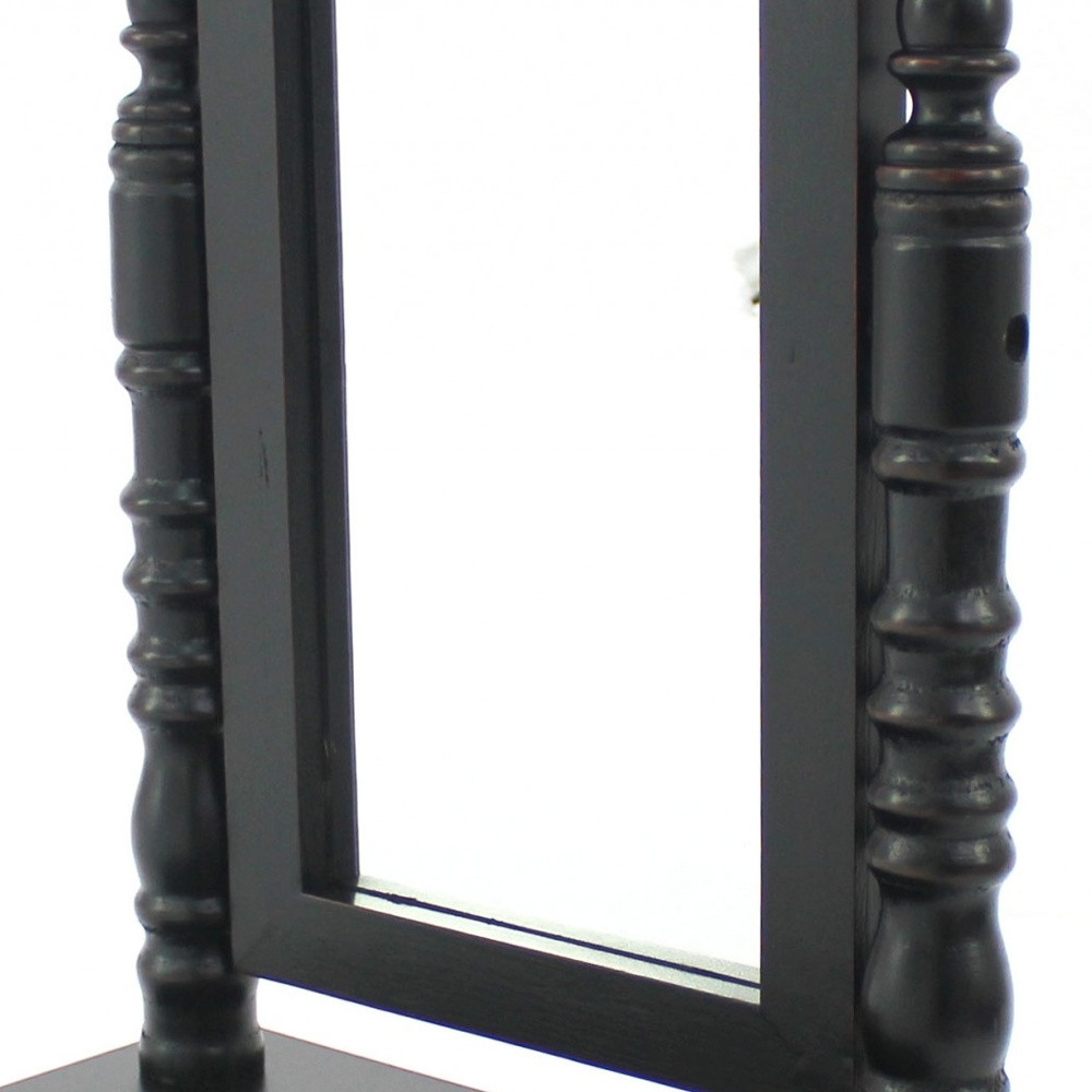 20" Black Wood Framed Freestanding Makeup Shaving Tabletop Mirror - Image 5