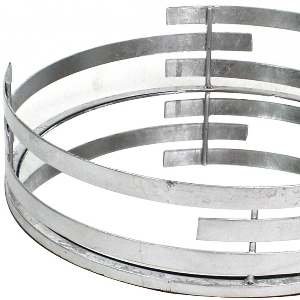 14" Silver Round Metal Geometric Vanity Tray - Image 4
