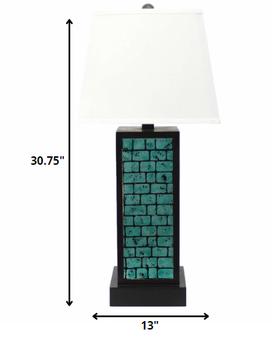 31" Black Metal Bedside Lamp With White Empire Shade - Image 8