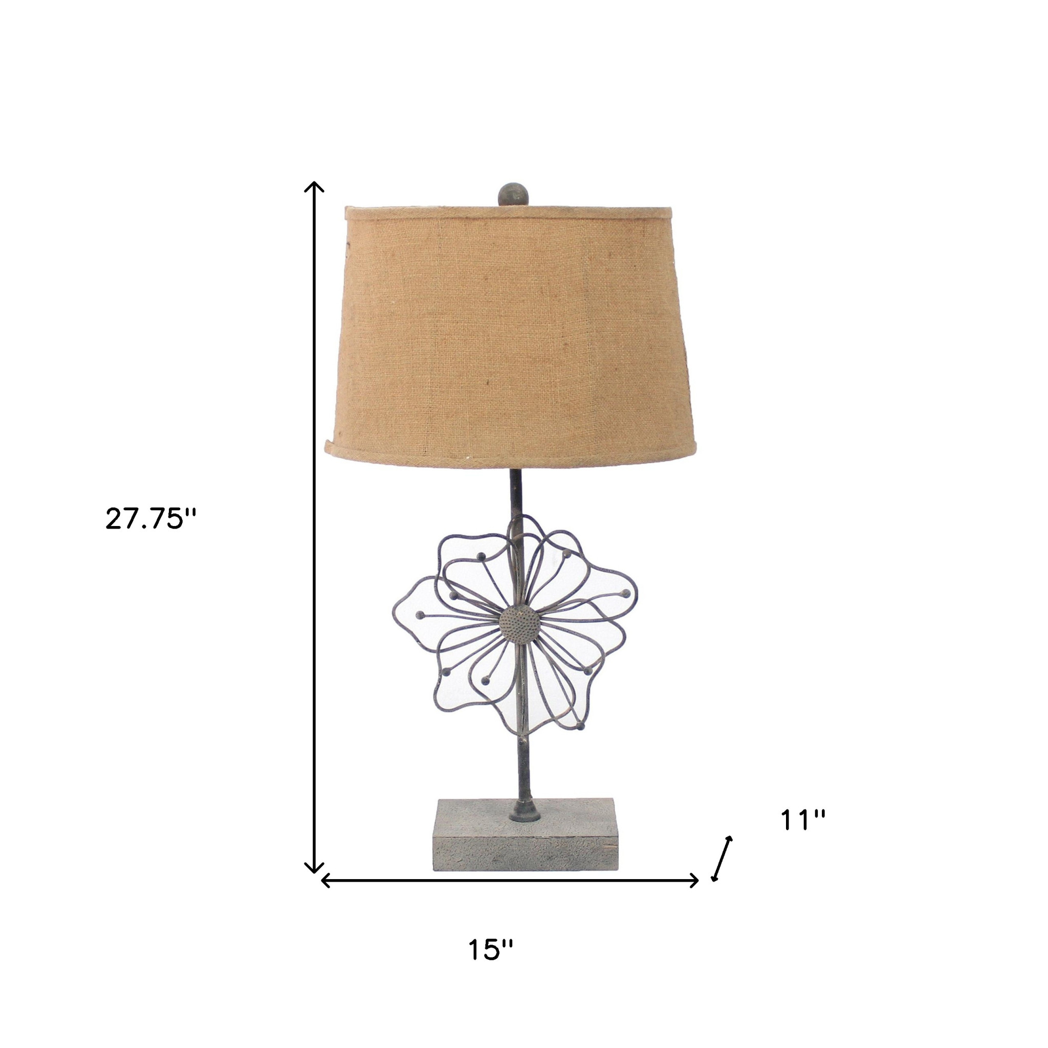 28" Distressed Gray Metal Novelty Bedside Lamp With Khaki Drum Shade - Image 6