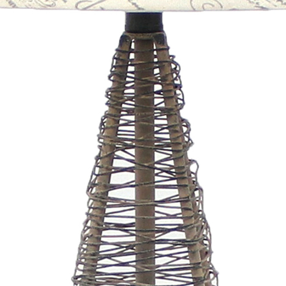 29" Gray Metal Geometric Bedside With White Text Drum Shade - Image 4