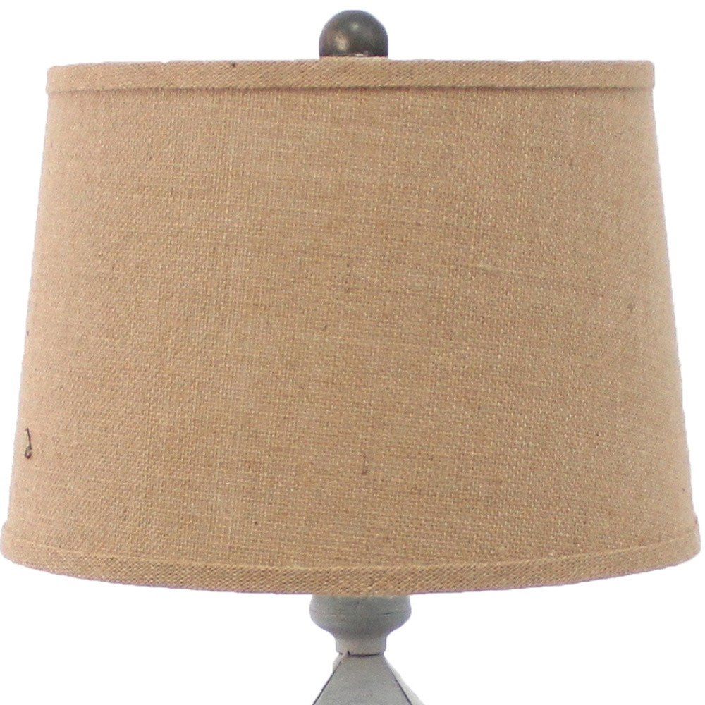 26" Gray Metal Table Lamp With Brown Drum Shade - Image 4