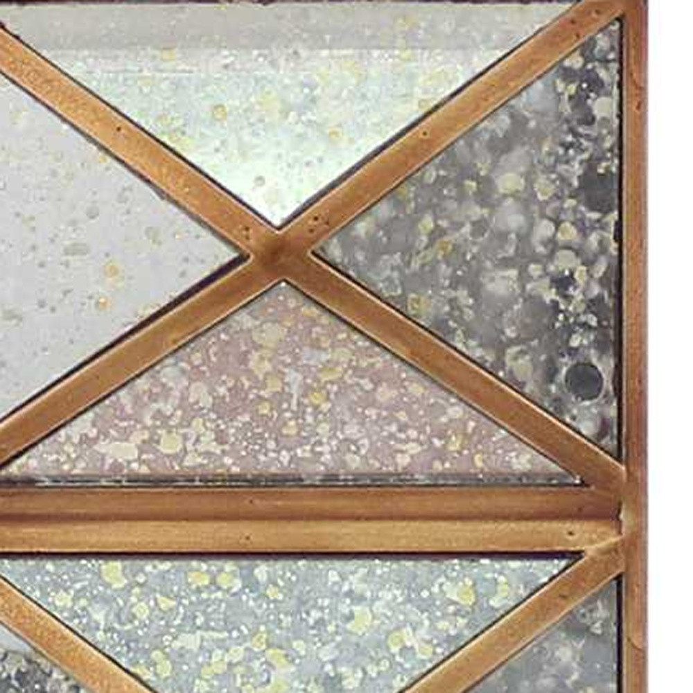 28" Distressed Gold And Silver Metal Bedside Lamp With Beige Shade - Image 4