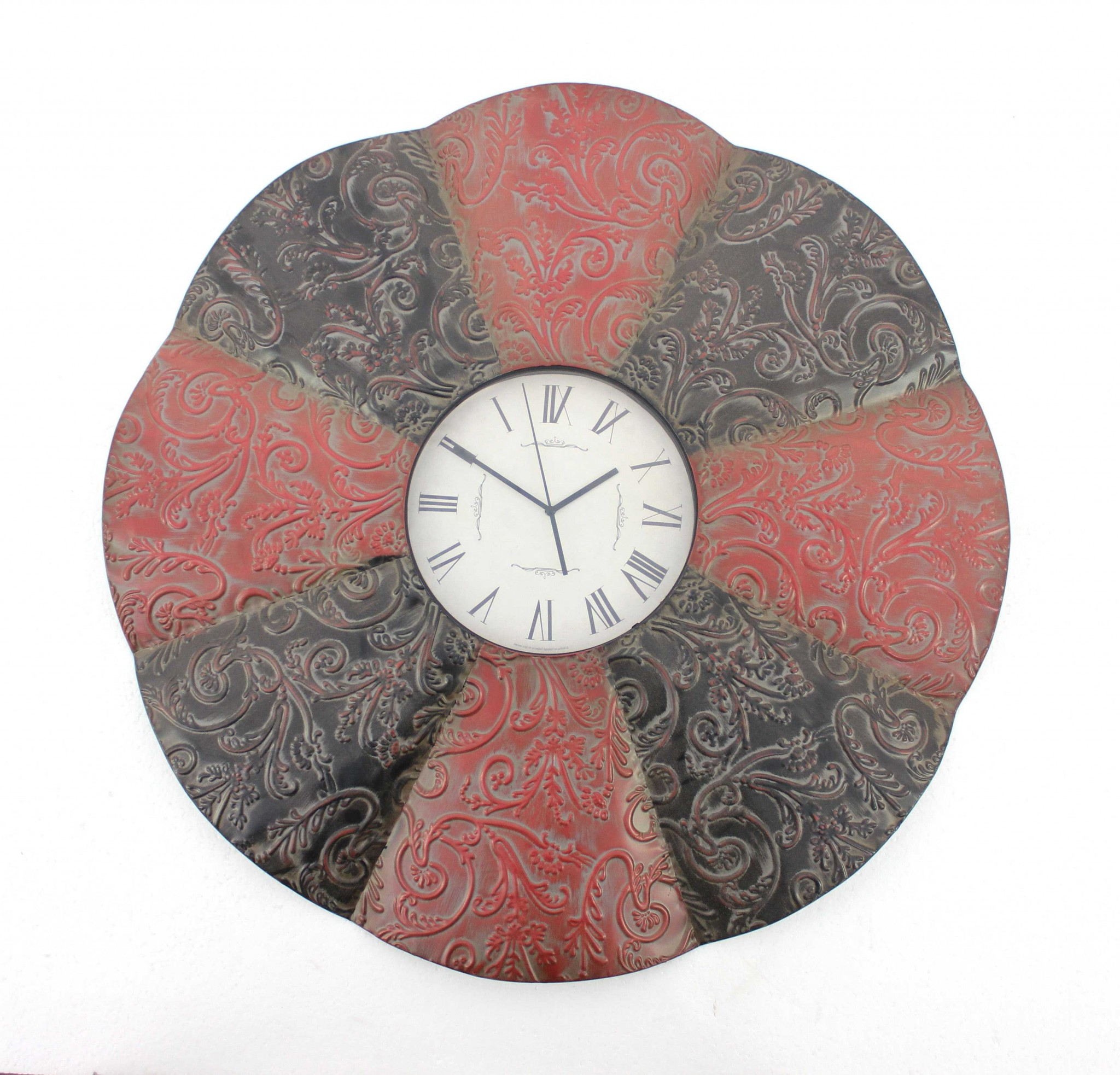30" Novelty Red And Black Glass Analog Wall Clock - Image 2