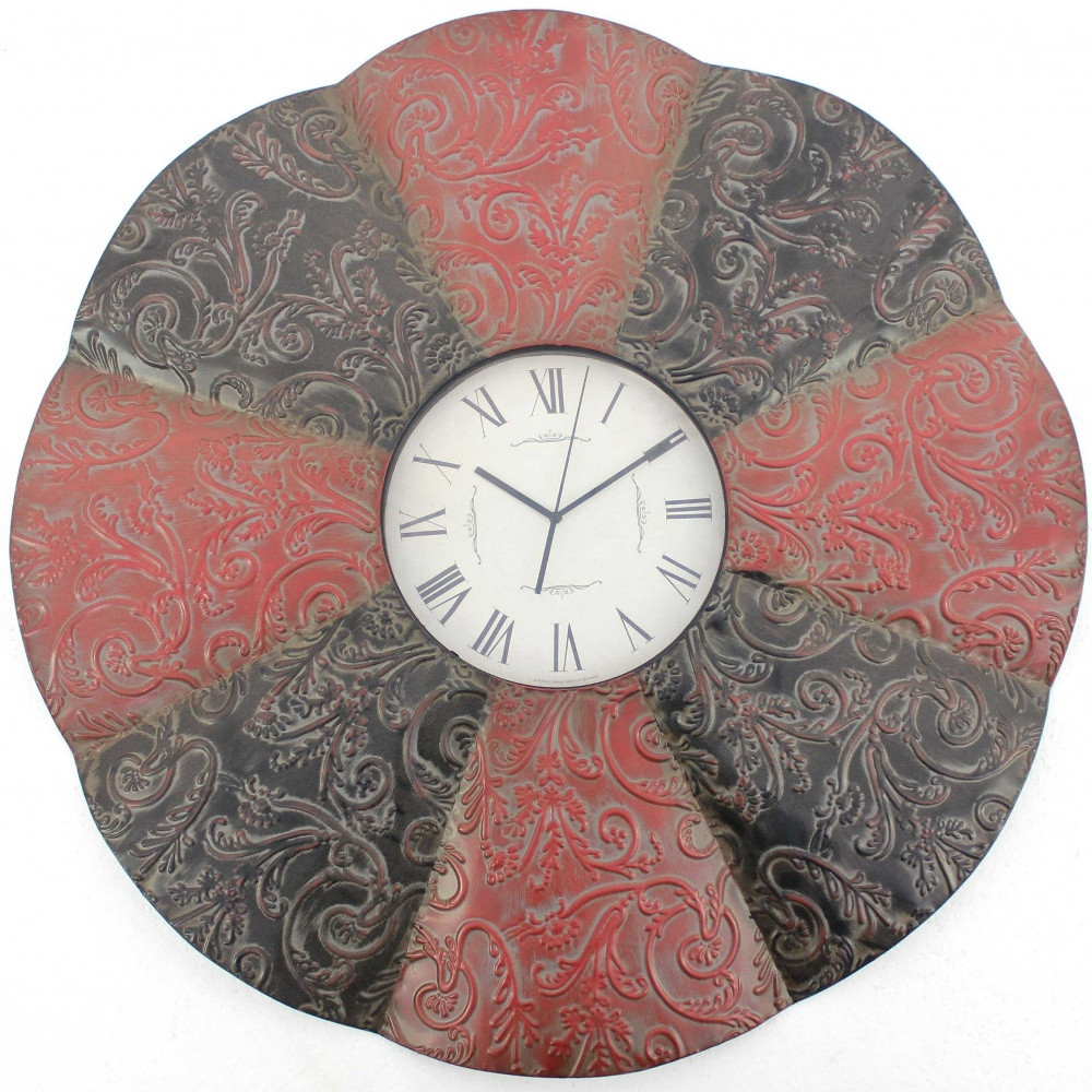 30" Novelty Red And Black Glass Analog Wall Clock - Image 3