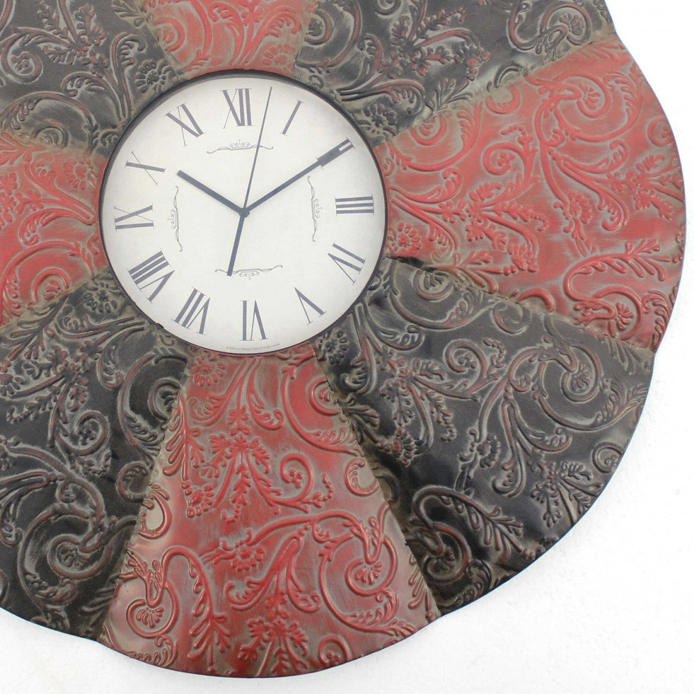 30" Novelty Red And Black Glass Analog Wall Clock - Image 4