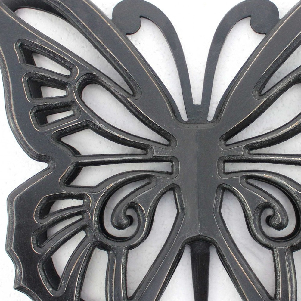 23" X 19" Black Rustic Butterfly Wooden Wall Decor - Image 3