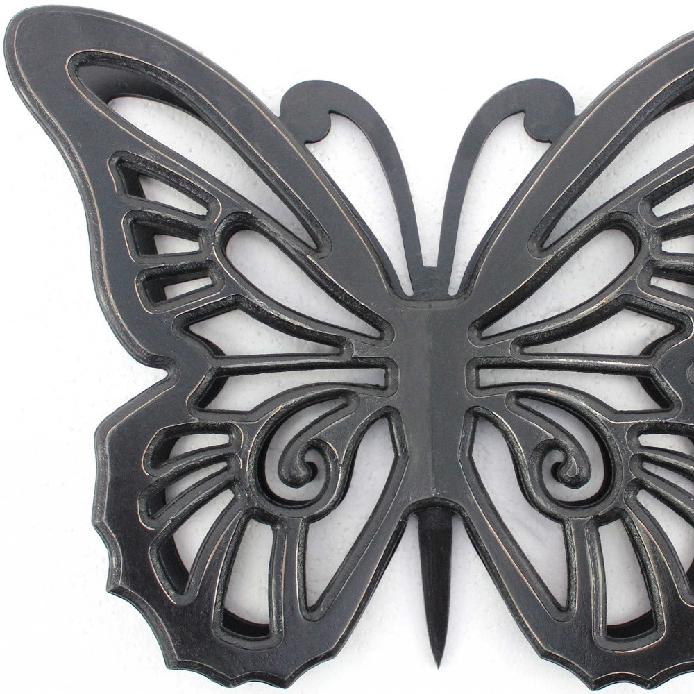 23" X 19" Black Rustic Butterfly Wooden Wall Decor - Image 4