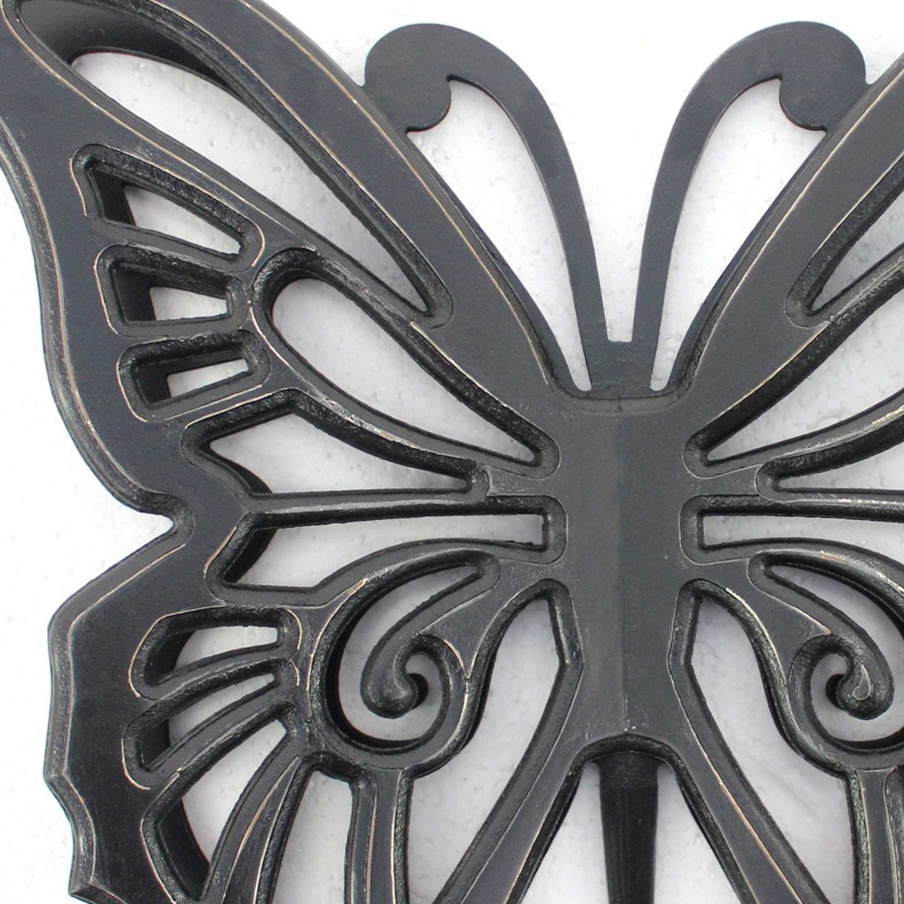 23" X 19" Black Rustic Butterfly Wooden Wall Decor - Image 8