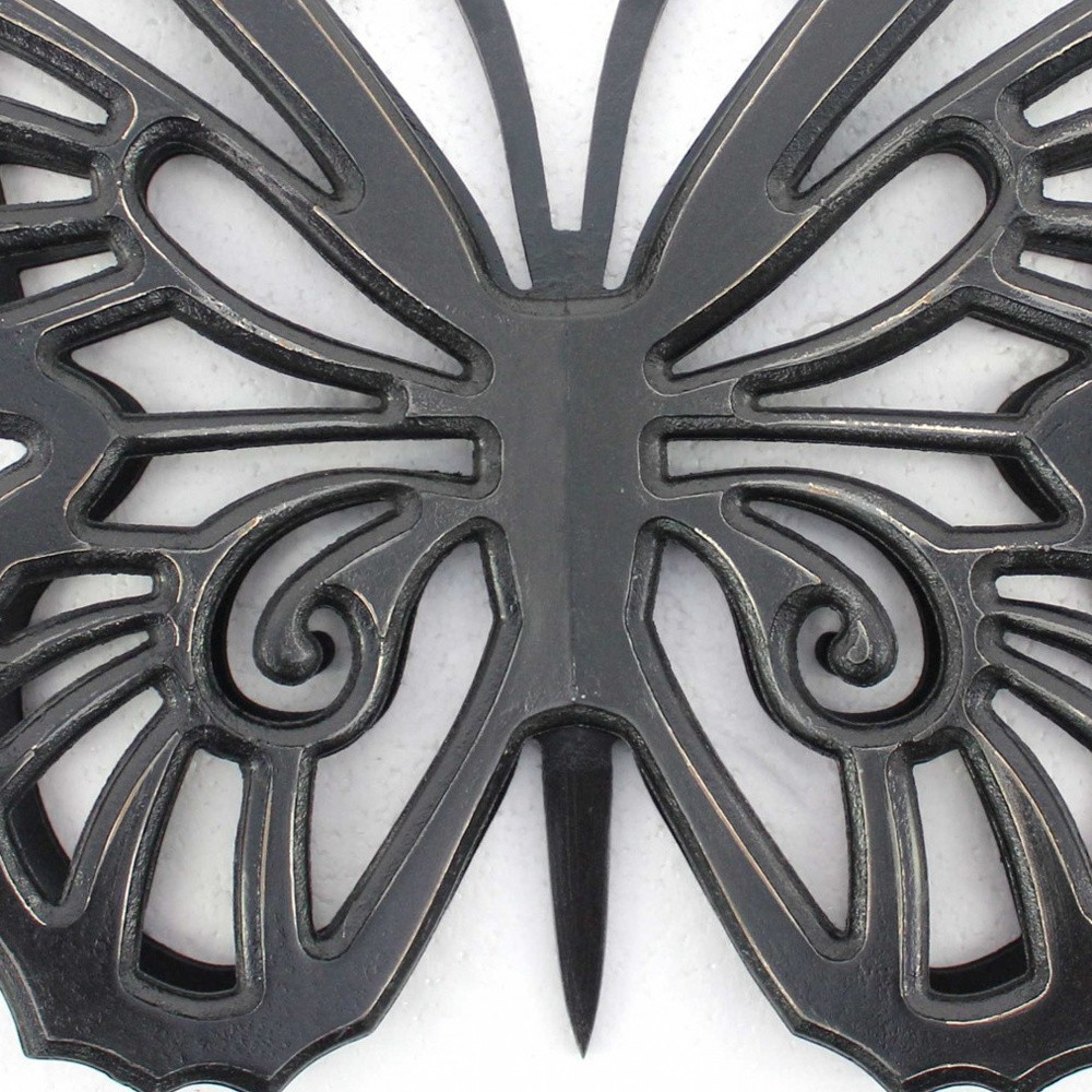 23" X 19" Black Rustic Butterfly Wooden Wall Decor - Image 5