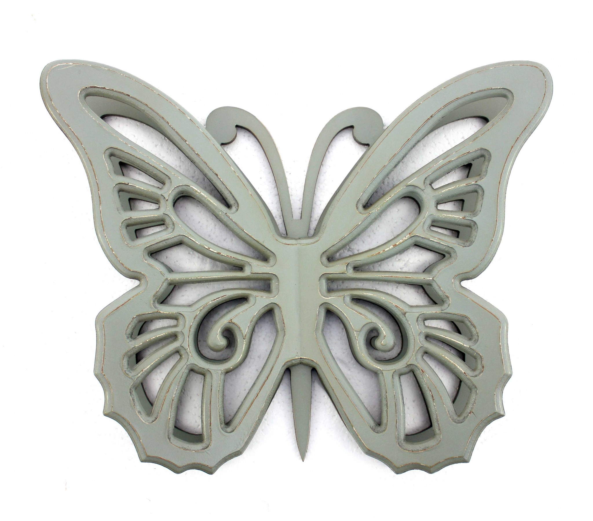 23" X 19" X 4" Gray Rustic Butterfly Wooden Wall Decor - Image 2