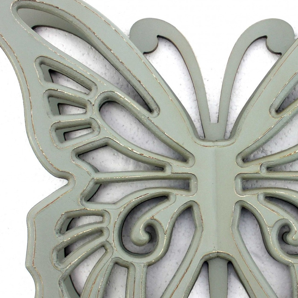 23" X 19" X 4" Gray Rustic Butterfly Wooden Wall Decor - Image 5