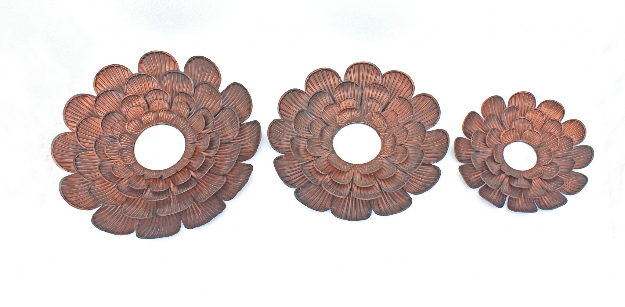 Set of Three Copper Novelty Metal Framed Accent Mirror - Image 2