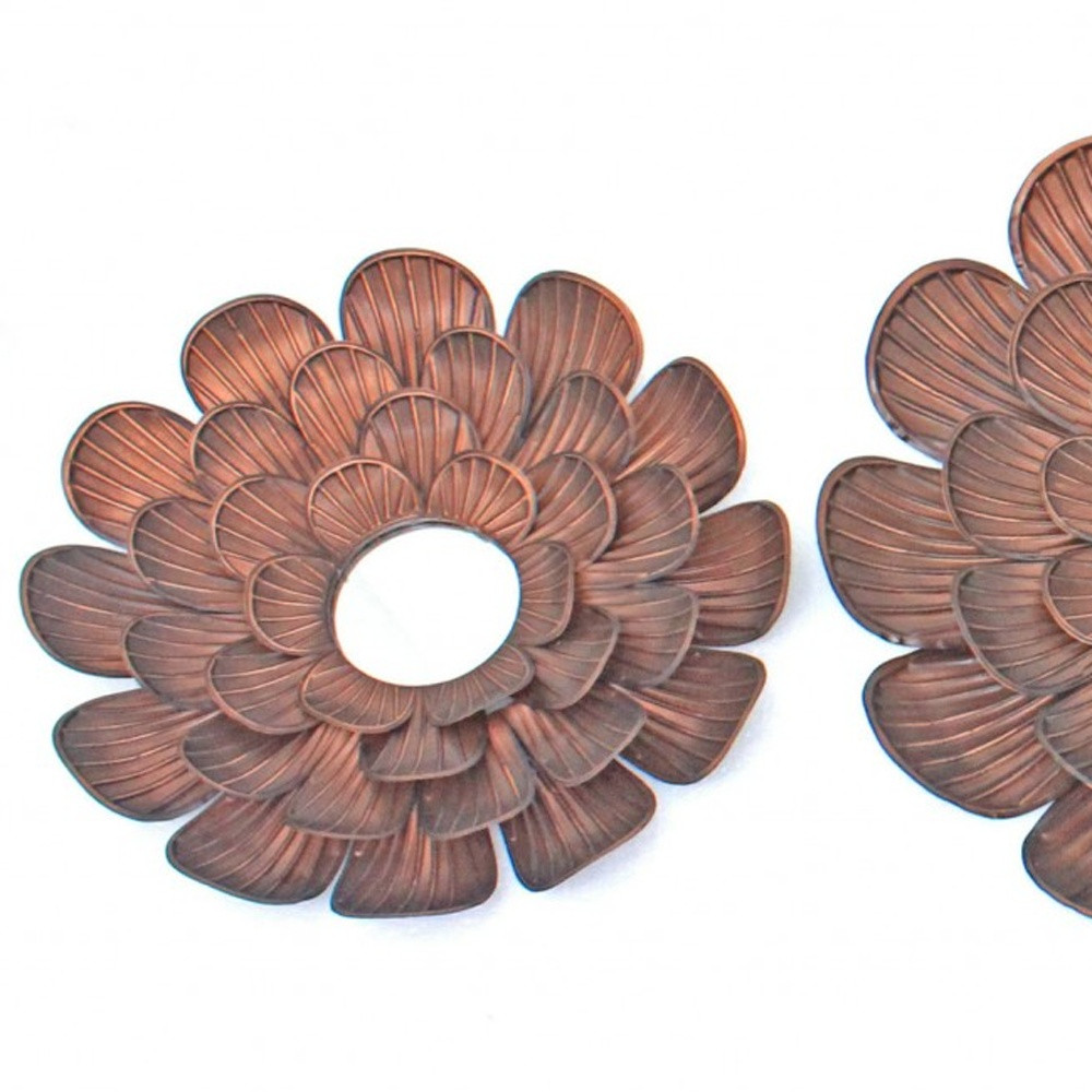 Set of Three Copper Novelty Metal Framed Accent Mirror - Image 3