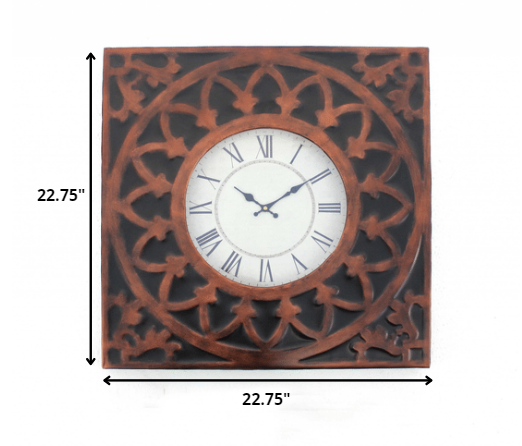 23" Square Bronze Glass Analog Wall Clock - Image 5
