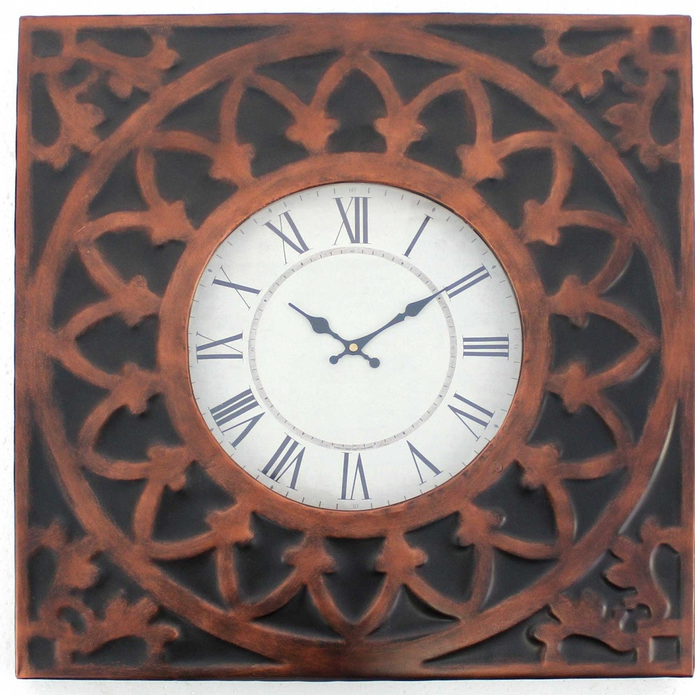 23" Square Bronze Glass Analog Wall Clock - Image 3