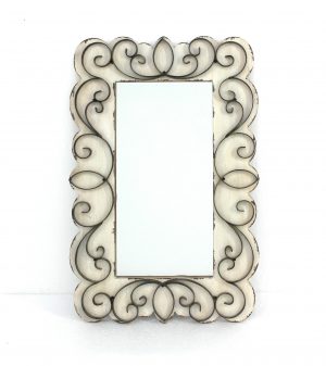 33" White Wood Framed Accent Mirror