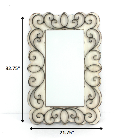 33" White Wood Framed Accent Mirror - Image 5