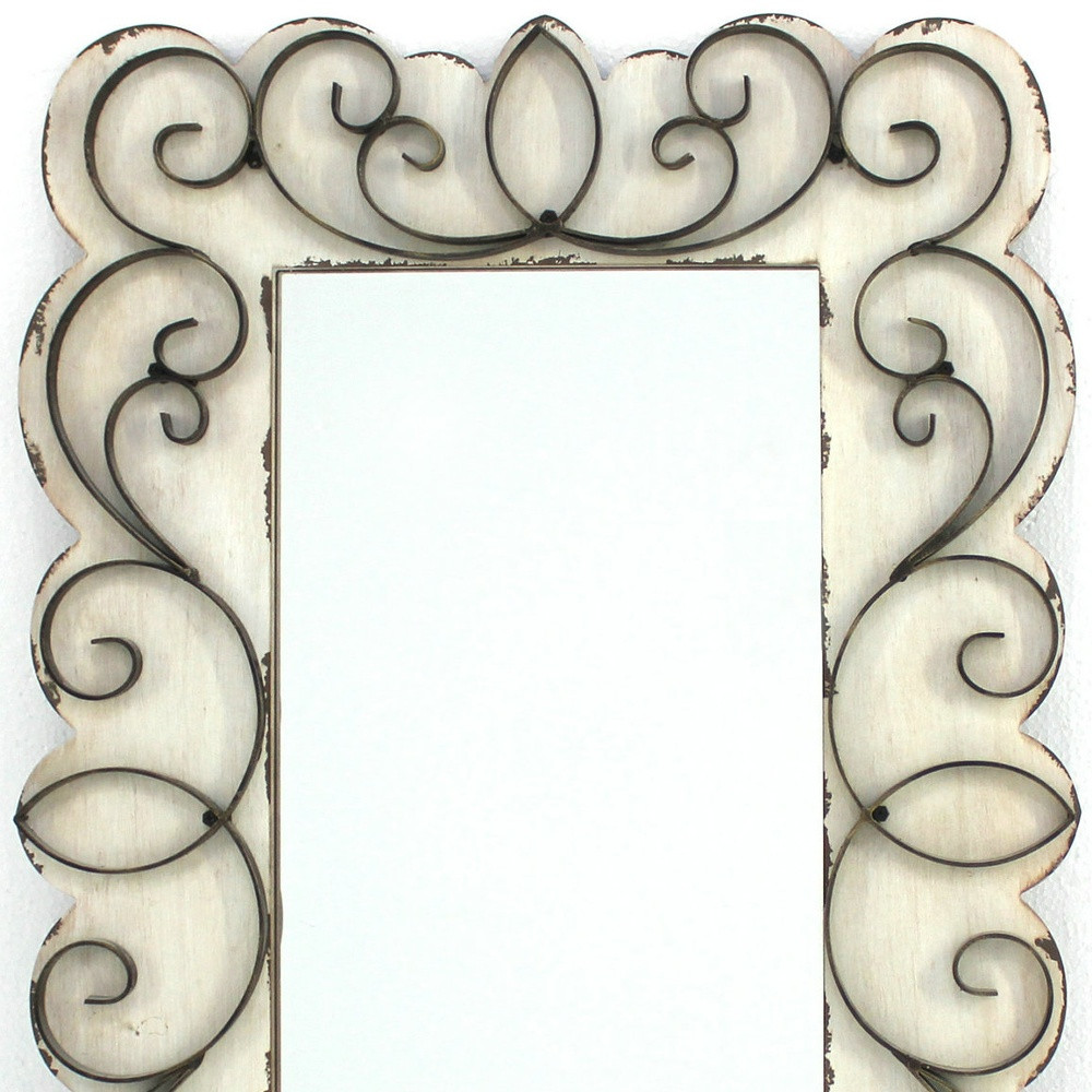 33" White Wood Framed Accent Mirror - Image 3