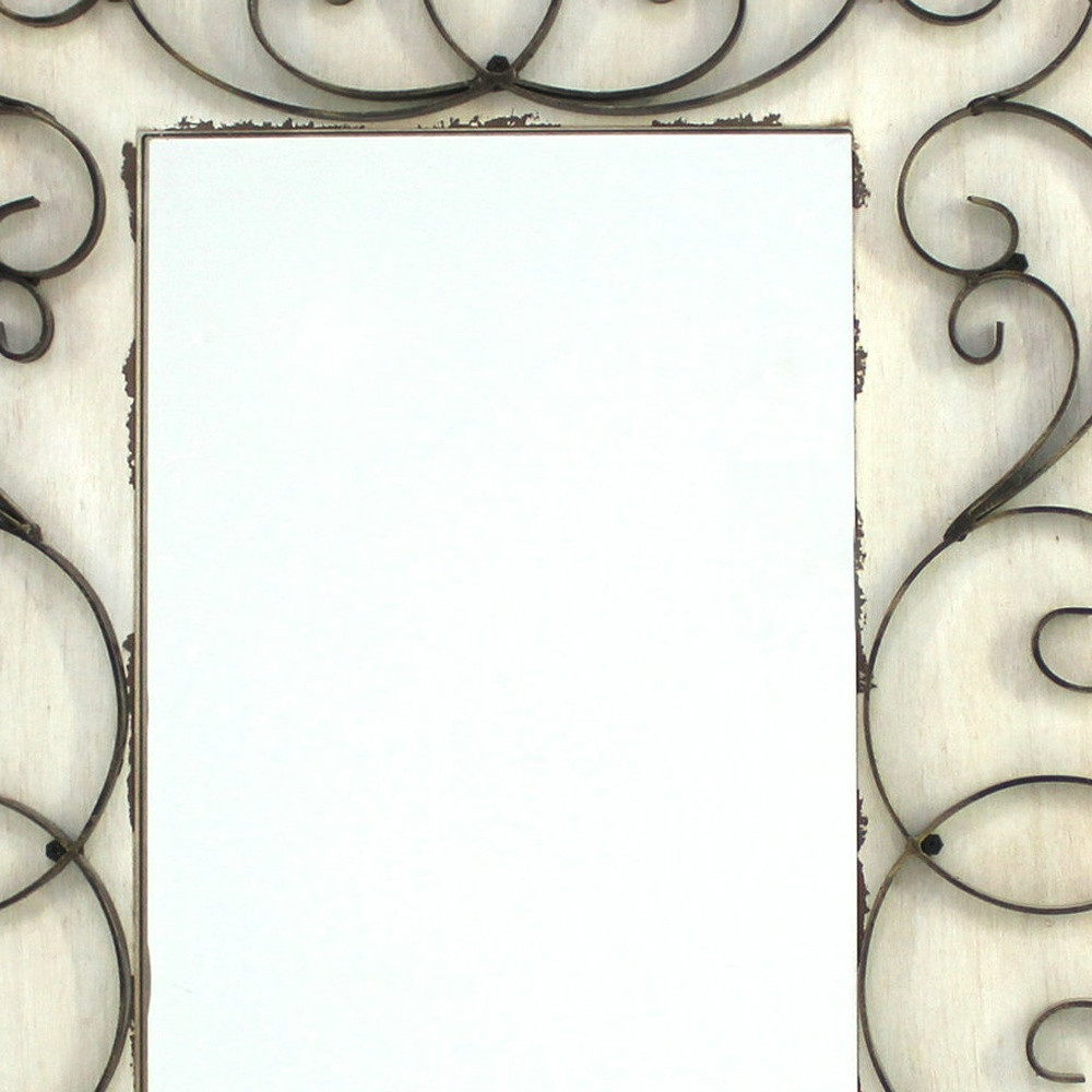 33" White Wood Framed Accent Mirror - Image 4