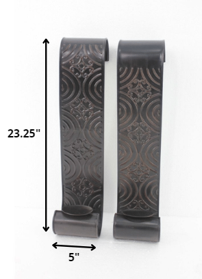 5" X 5" X 23.25" Brown, Vintage, Metal - Wall Candle Holder Sconce Set - Image 6