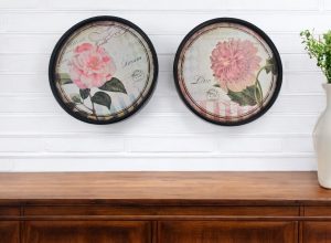 Set Of Two Black Framed Distressed Wall Art