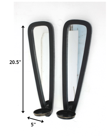 5 X 5.75 X 20.5 Black Wooden - Candle Holder Sconce Set - Image 7