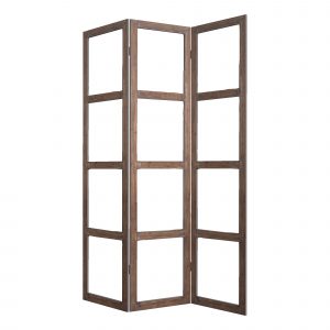 84" Brown Folding Three Panel Screen Room Divider