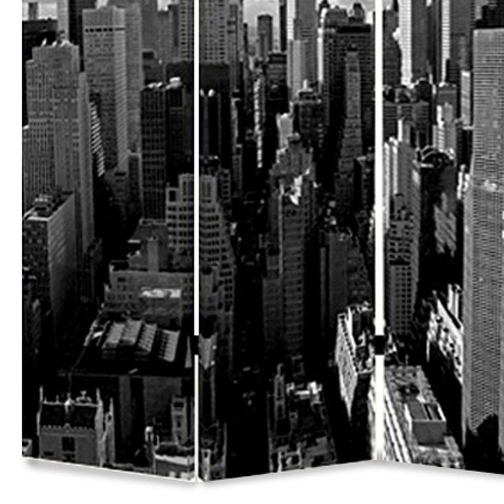 48" X 72" Multi Color Wood Canvas New York Skyline Screen - Image 3