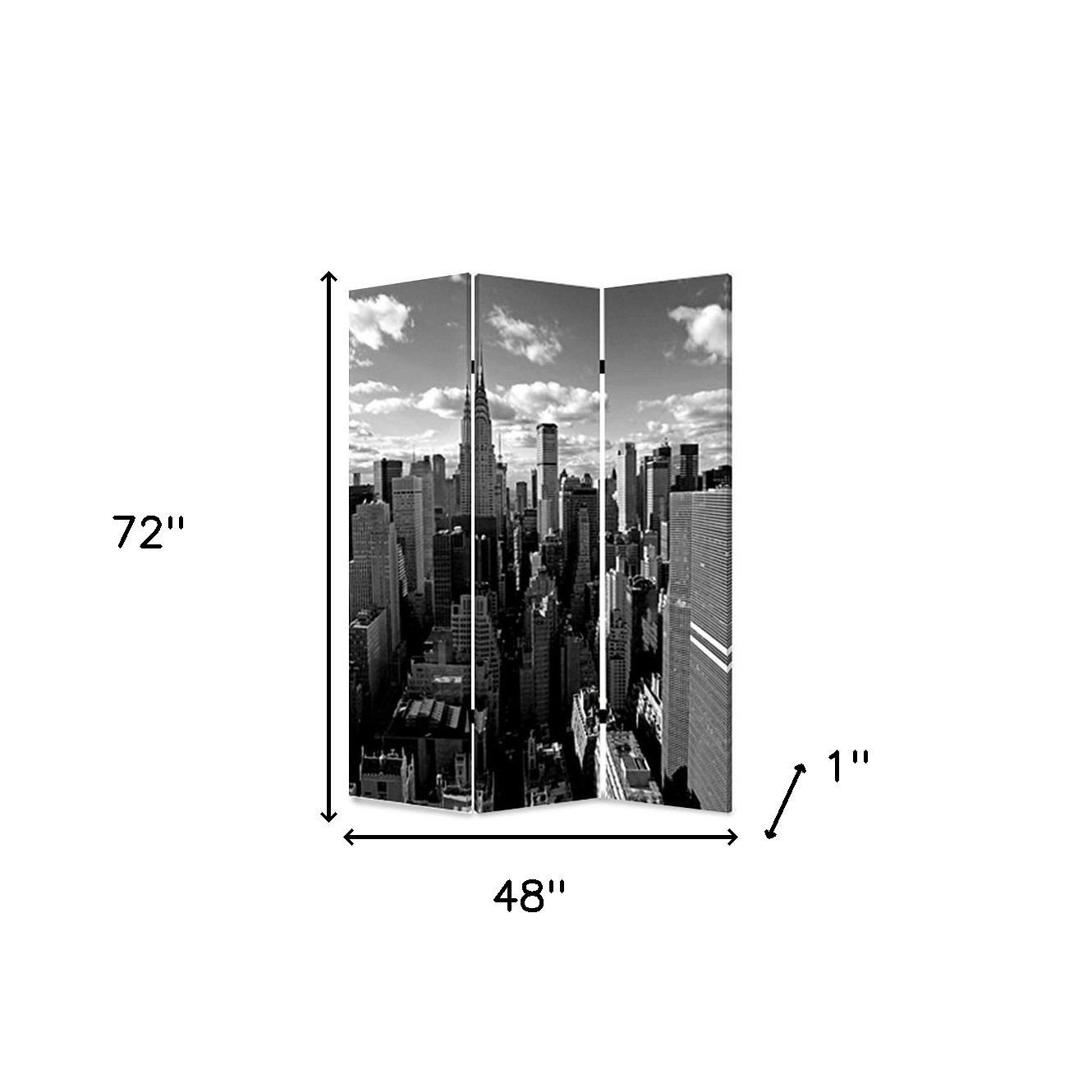 48" X 72" Multi Color Wood Canvas New York Skyline Screen - Image 5