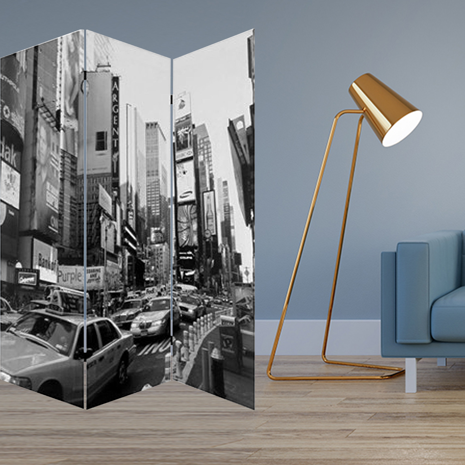 48 X 72 Multi Color Wood Canvas New York City Screen - Image 5