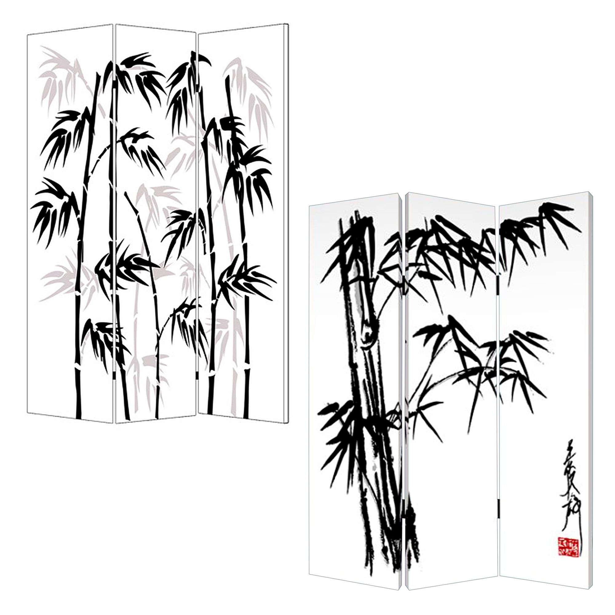 48 X 72 Multi Color Wood Canvas Bamboo Leaf Screen - Image 2