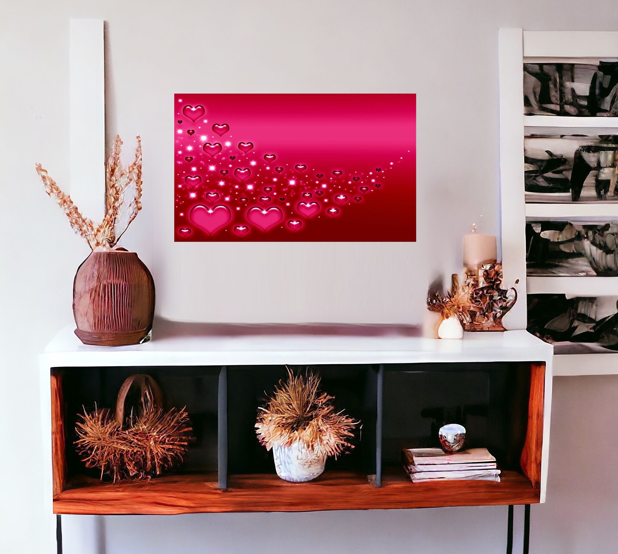 Pink Hearts Canvas Hanging Wall Art - Image 2