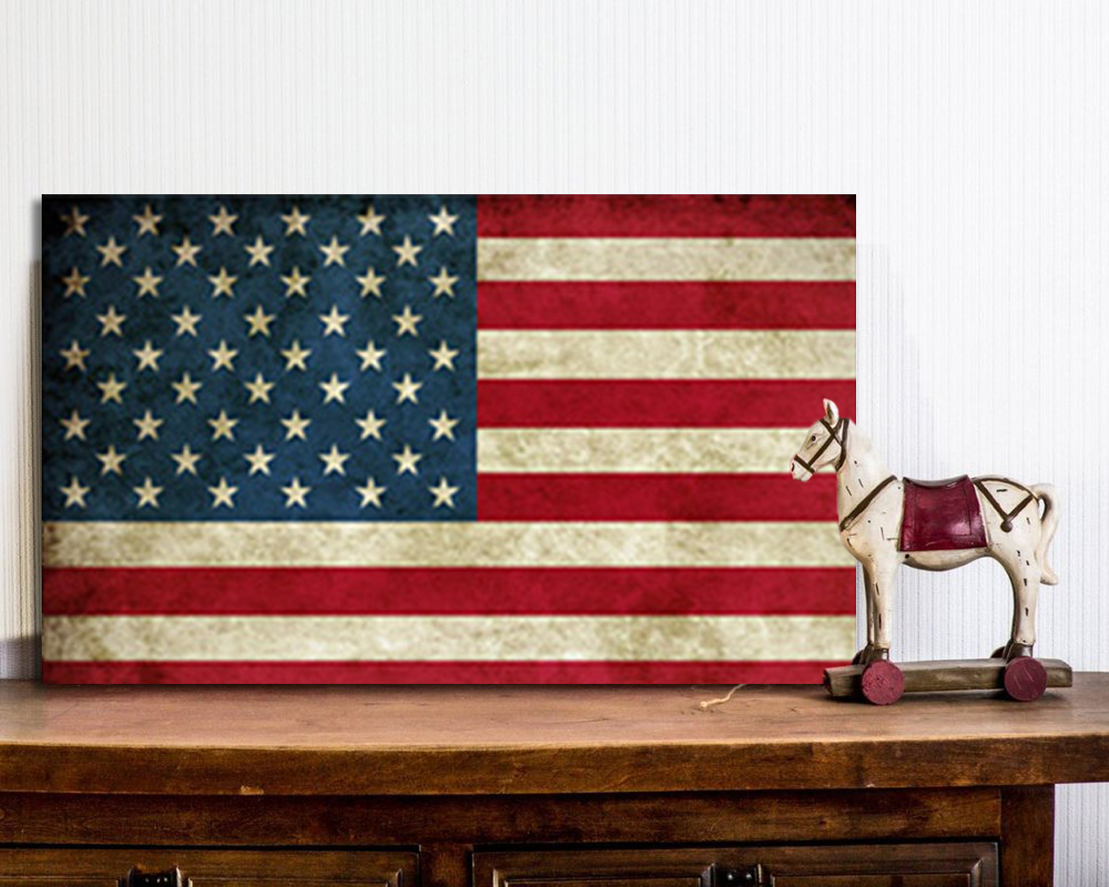 USA Flag Canvas Print Wall Art 2 Piece Set Wall Art - Image 3