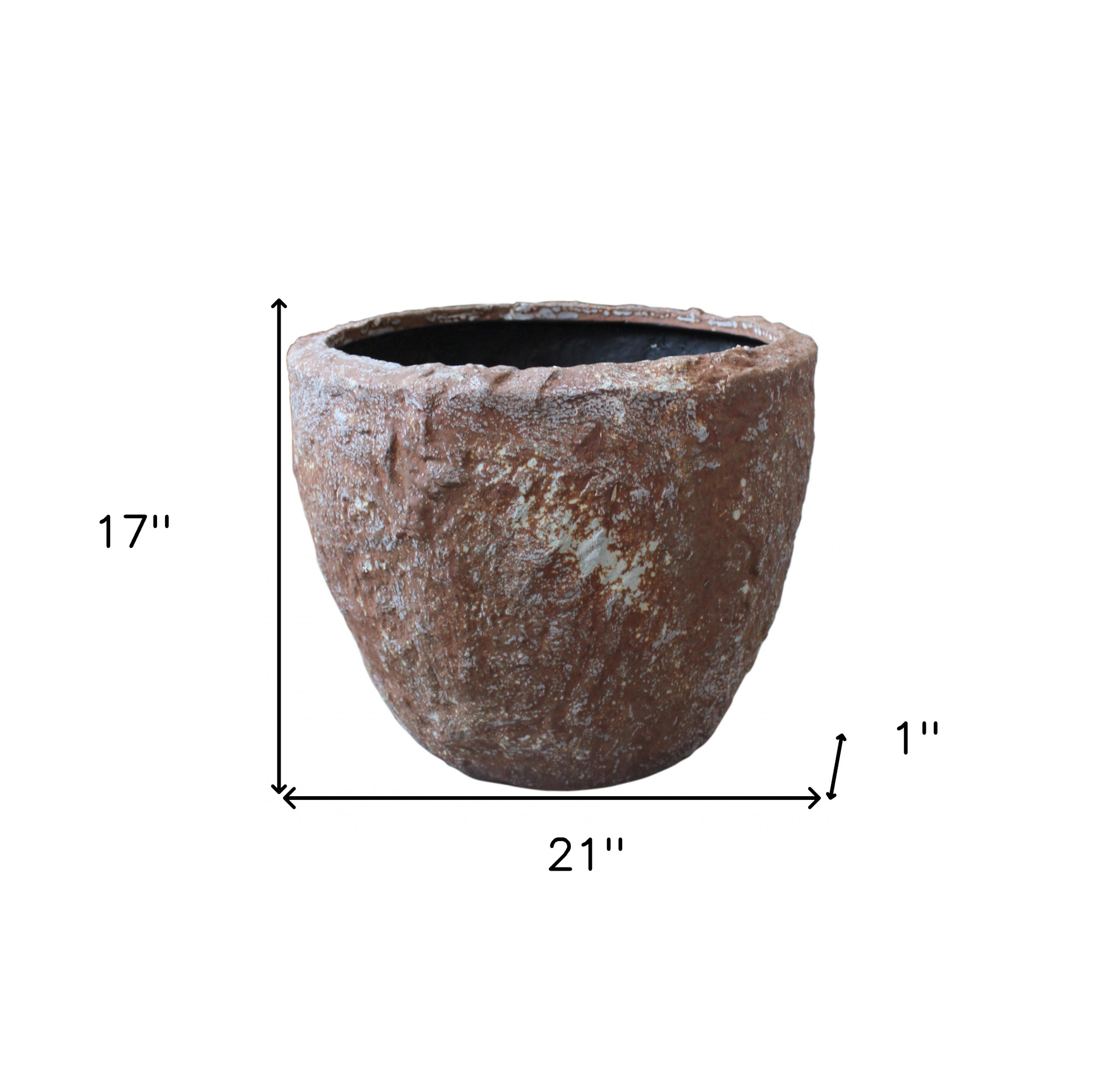 Set of Three 21" Brown Stone Indoor Outdoor Round Pot Planter - Image 7