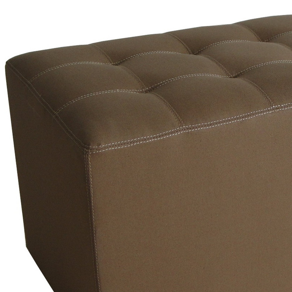 15" Tan Upholstered Faux Leather Bench - Image 5