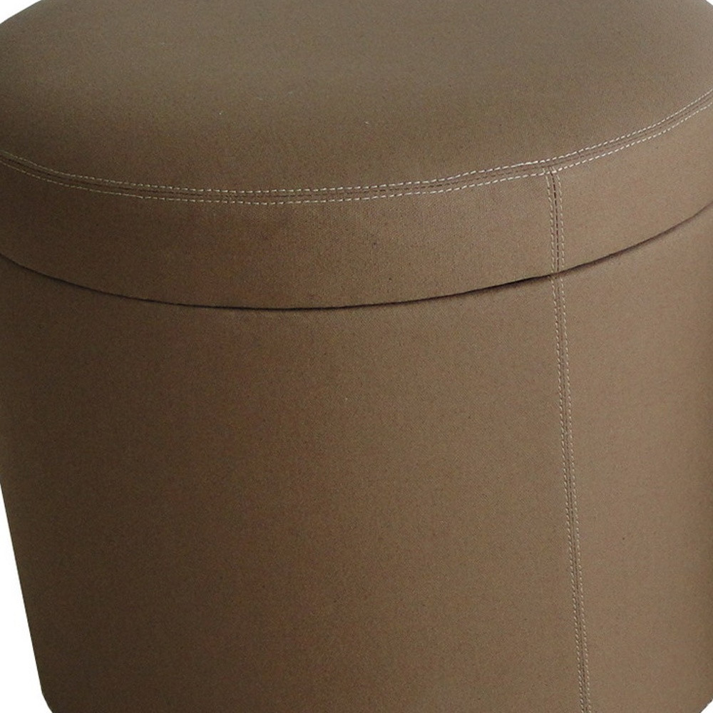 1" Tan Faux Leather Round Storage - Image 5