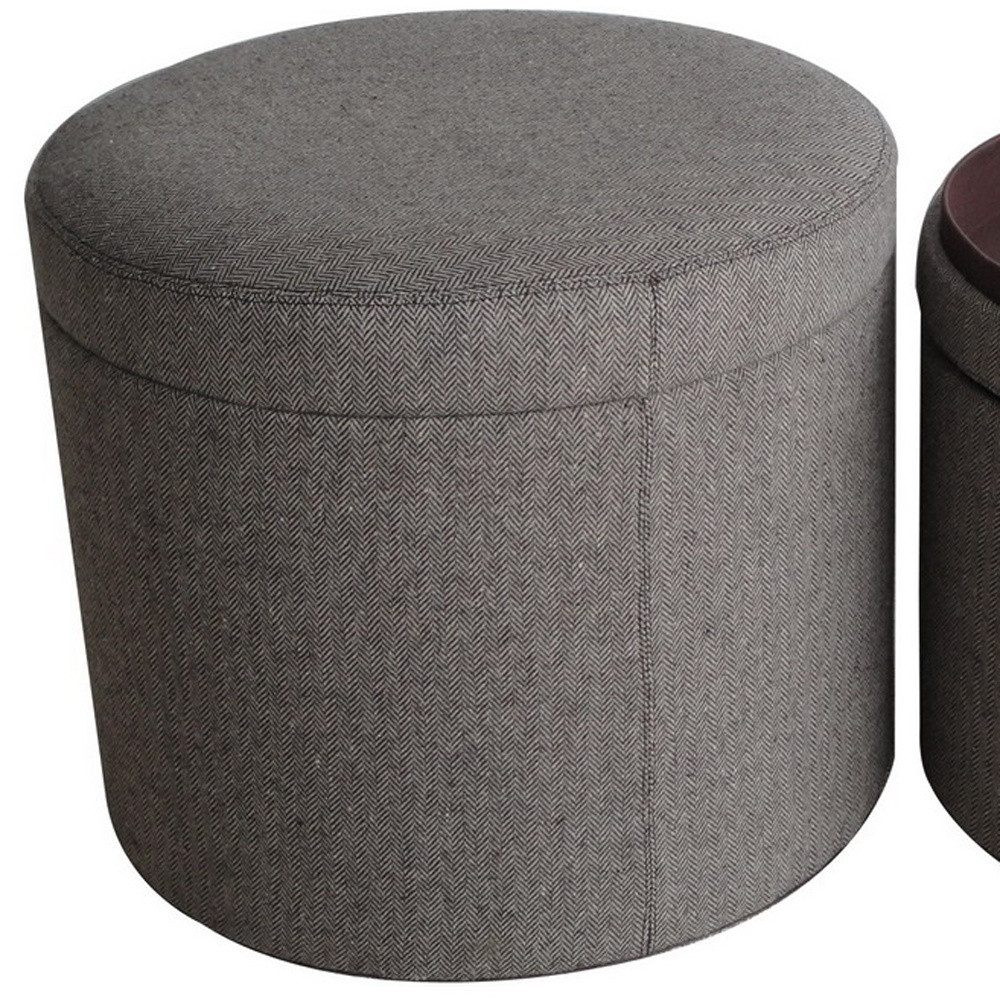1" Gray Faux Leather Round Storage - Image 3
