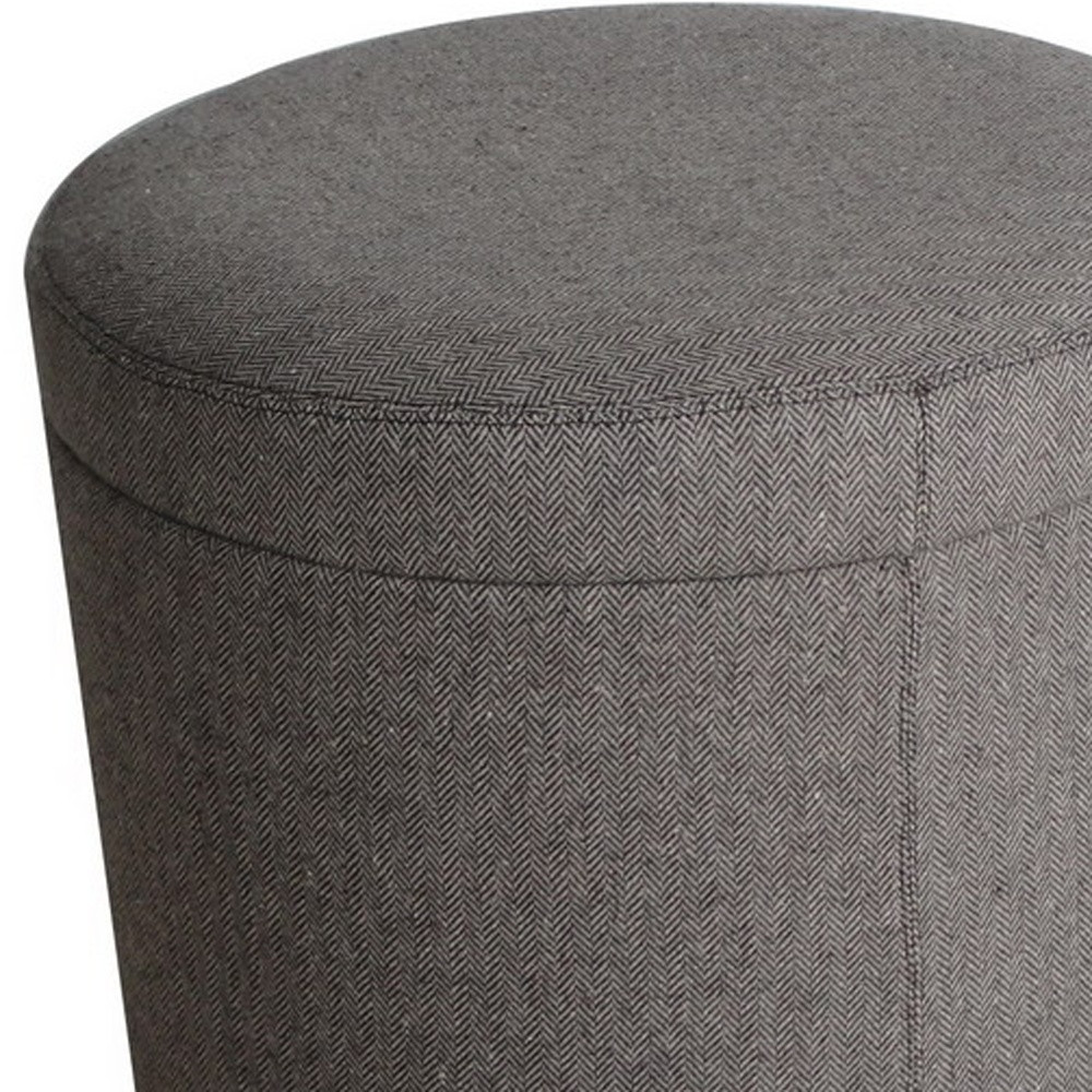 1" Gray Faux Leather Round Storage - Image 4