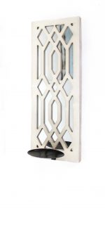 6" White Wood Wall Sconce Candle Holder