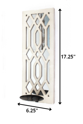 6" White Wood Wall Sconce Candle Holder - Image 6