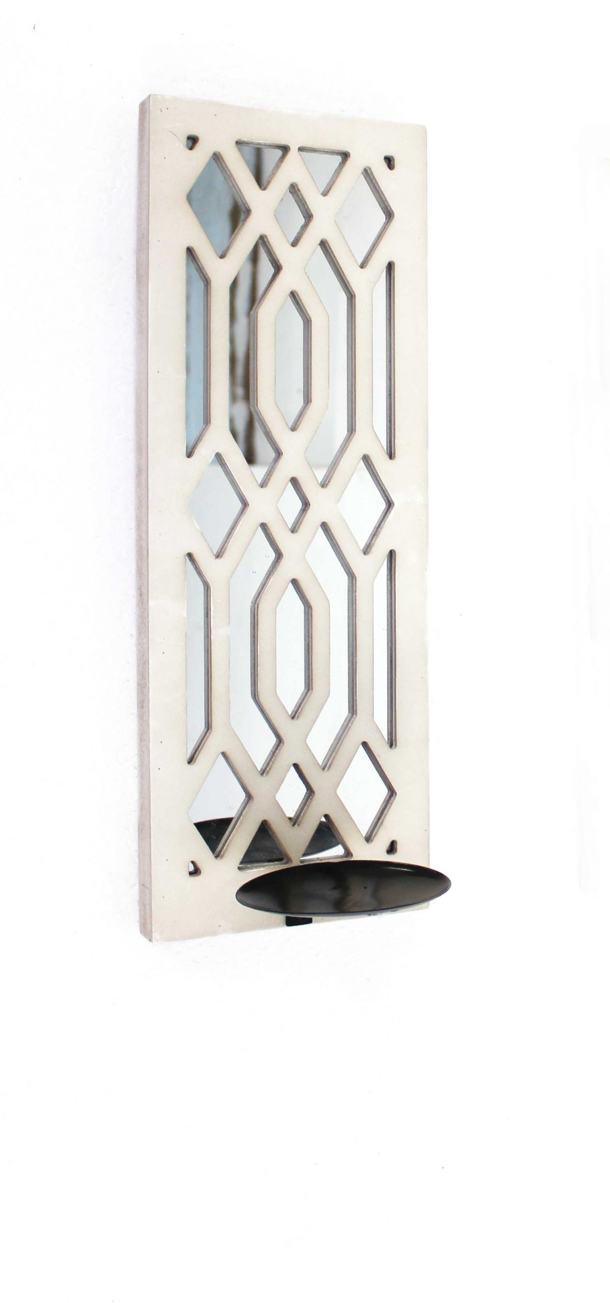 6" White Wood Wall Sconce Candle Holder - Image 3