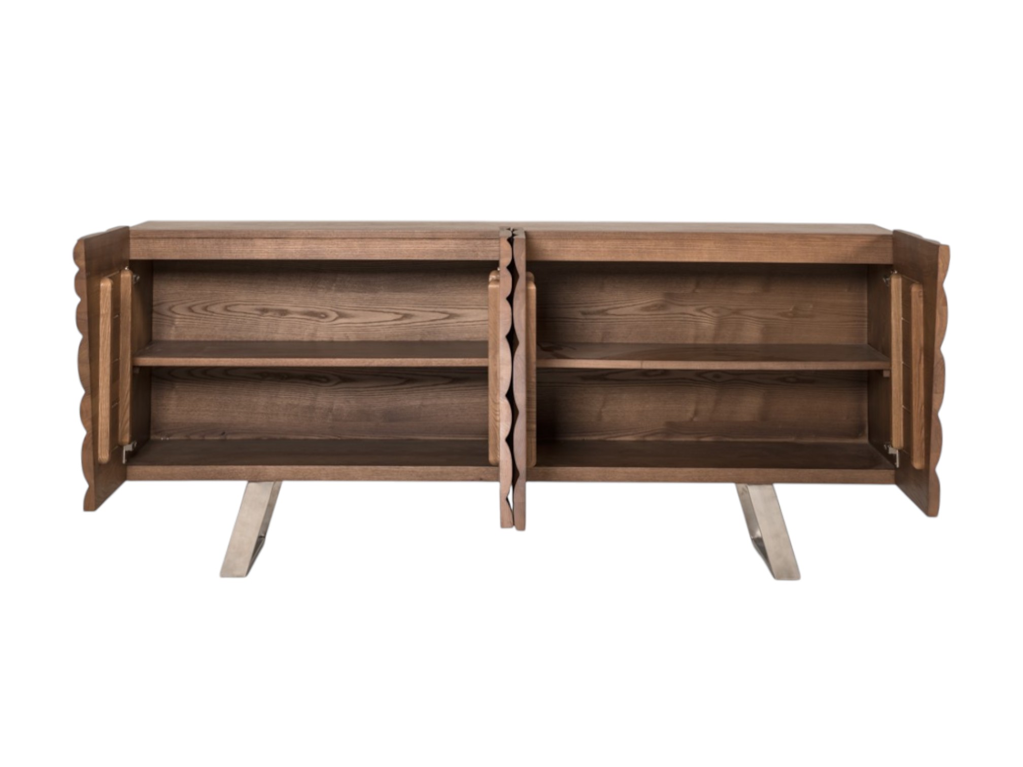 71" Natural Brown Solid Wood Sideboard with Four Doors - Image 4