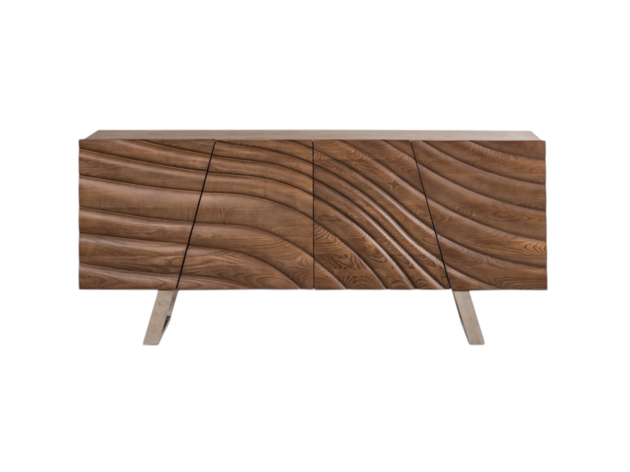 71" Natural Brown Solid Wood Sideboard with Four Doors - Image 2