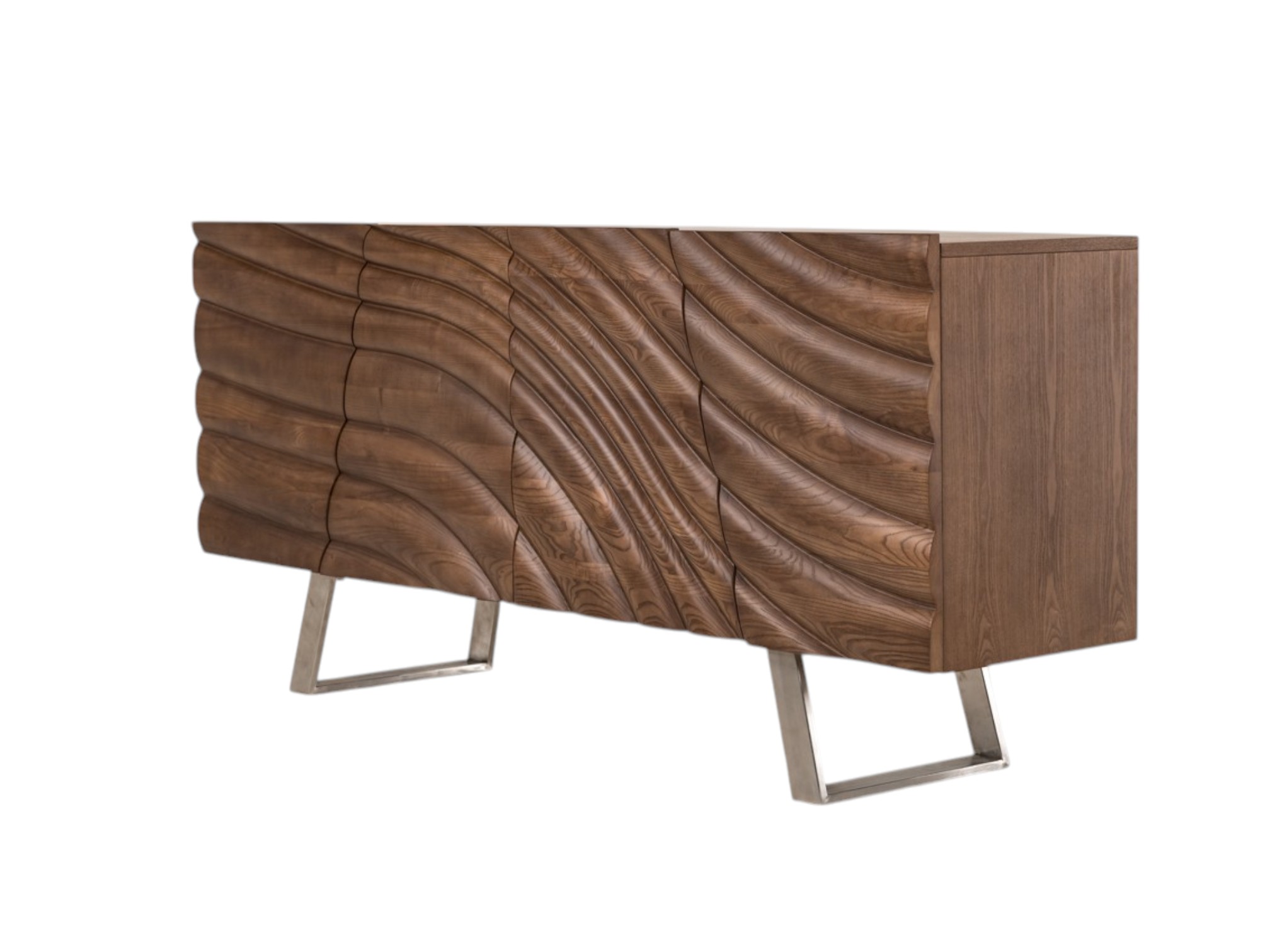 71" Natural Brown Solid Wood Sideboard with Four Doors - Image 3